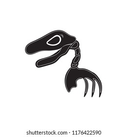 doodle dinosaur fossils icon  flat black