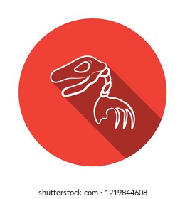 doodle dinosaur fossils icon with long shadow
