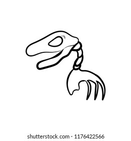 doodle dinosaur fossils icon outline