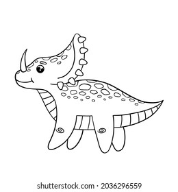 Doodle dinosaur on a white background. Coloring. Drawn black lines. Children's style big eyes. Vector illustration. Can be used on postcards, scrapbooking, banners.