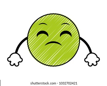 doodle disappoint emoji face expression with arms