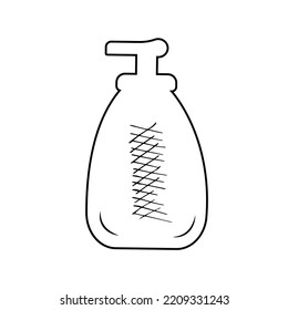 Doodle dispenser. Hand sanitizer. Flat color icon. Vector isolated illustration