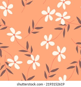 Doodle ditsy Blumen nahtloses Muster. Cute Kamille drucken. Blumenschmuck. Hübscher botanischer Hintergrund. Design für Stoff, Stoffdruck, Oberfläche, Umhüllung, Abdeckung. Vektorgrafik