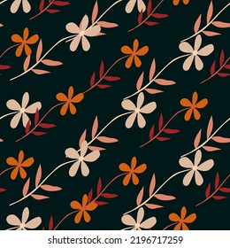 Flores de garrapatas sin fisuras. Impresión de camomila. Ornamento floral. Bonito fondo botánico. Diseño para tela, impresión textil, superficie, envoltura, cubierta. Ilustración del vector