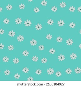 Doodle ditsy seamless pattern. Hand drawn chamomile print. Abstract floral ornament. Simple botanical backdrop. Design for fabric , textile print, surface, wrapping, cover. Vintage vector illustration