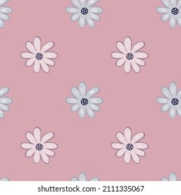 Doodle ditsy nahtloses Muster. Handgezeichneter Kamillendruck. Abstrakte Blumenschmuck. Einfache botanische Kulisse. Design für Gewebe , Stoffdruck, Oberfläche, Umhüllung, Abdeckung. Vintage-Vektorgrafik