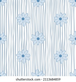 Doodle ditsy seamless pattern. Hand drawn chamomile print. Abstract floral ornament. Simple botanical backdrop. Design for fabric , textile print, surface, wrapping, cover. Vintage vector illustration