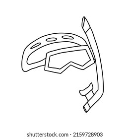 Doodle diving mask for snorkelling. Hand drawn sea diving mask vector