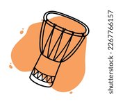 Doodle Of Djembe Music Traditional. Hand drawn African djembe icon