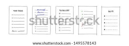 Doodle to do list template for bullit journal hand drawn vector illustration isolated on white backgriund