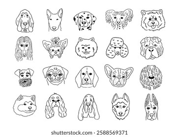 Doodle dog breeds collection.  Collection of cute dog faces.