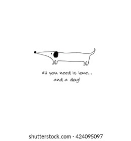Doodle dog. Dachshund. Vector illustration. 