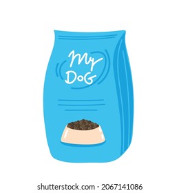 doodle Dog food bag pouch icon. Cartoon illustration of dog food bag pouch vector icon logo isolated on white background.