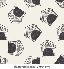 doodle dog house seamless pattern background