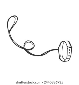 Doodle dog leash line set sketch in vector