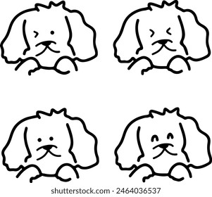 Doodle Dog Line Art with Emojis - Fun and Expressive Clipart