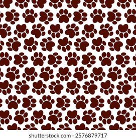 Doodle dog paw seamless pattern vector background. puppy paw track. Abstract dog paw seamless pattern for card, invitation, poster, banner, placard, diary, album, sketch book cover etc. 
