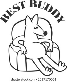 Doodle dog simple outline drawing