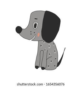 Doodle Dog.dibujado a mano.aislado en un fondo blanco. el carácter divertido es adecuado para el diseño de pantalones-T, juguetes para niños, diseño de la copa, papel tapiz o libros para niños.