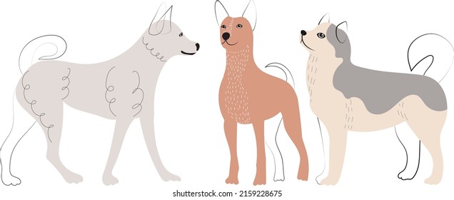 doodle dogs, cartoon cute dog, isolated