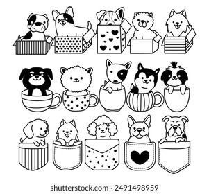 Doodle dogs cute, dog in box, pet lover