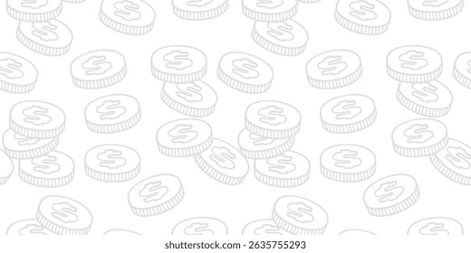 doodle dollar coin pattern background. US dollar pattern background. Dollar sign pattern background. Dollar Doodle seamless pattern background.
