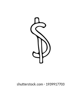 Doodle dollar sign icon in vector. Hand drawn dollar sign icon in vector