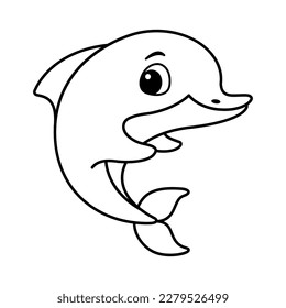 Doodle Dolphin Coloring Page Cartoon Vector Illustration