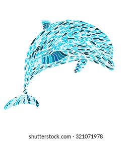 Doodle dolphin in vector. Hand drawn