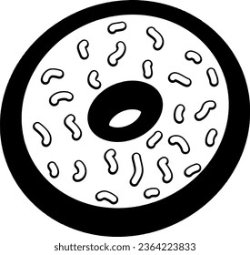 Doodle donut icon isolated dessert.