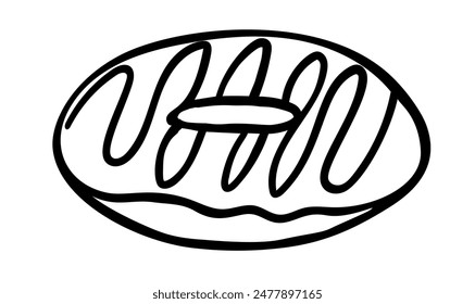 Doodle Donut icon isolated on a white background. Vector illustration. Template for greeting card, postcard, print, fashion design, menu.