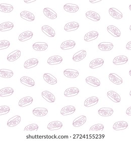 Doodle donut patrón de fondo. patrón sin fisuras de la dona de doodle para el embalaje.