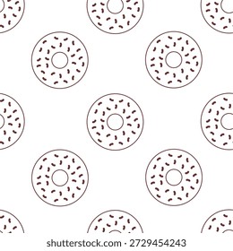 Doodle donut sin patrón. Patrón de contorno de rosca sin costuras. 