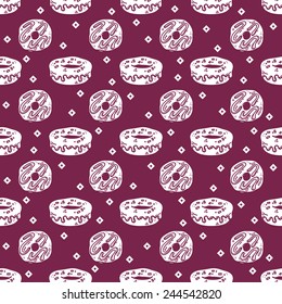 doodle donuts pattern. Vector doodle seamless pattern with donuts for wallpaper, web page background, surface textures, textile, scrap book, design fabric, menu