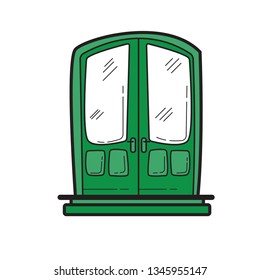 doodle door icon flat color