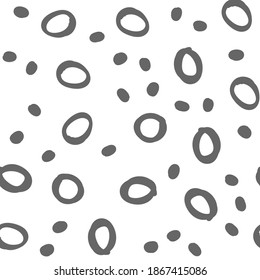 Doodle dots seamless pattern. Hand drawn circles background. Monochrome texture.