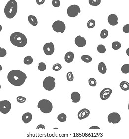 Doodle dots texture. Seamless pattern with ink brush circles. Abstract Hand drawn background for design and decoration textile, covers, package, wrapping paper.
