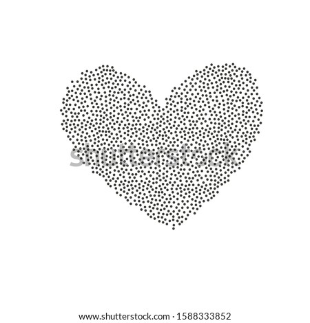 Doodle dotted heart isolated on white background. Black and white illustration in vector. Valentines Day design idea.