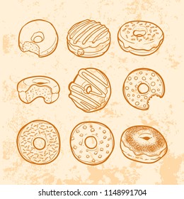 doodle doughnut vector illustration