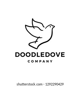 doodle dove logo vector icon illustration