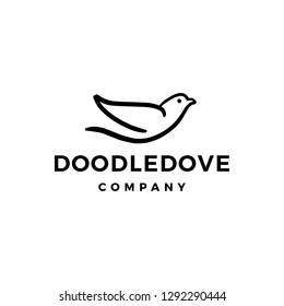 doodle dove logo vector icon illustration