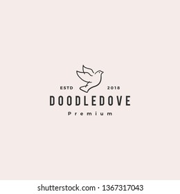 doodle dove logo vector icon illustration