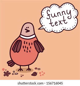 doodle dove.  Vector illustration of  doodle dove with speech cloud.