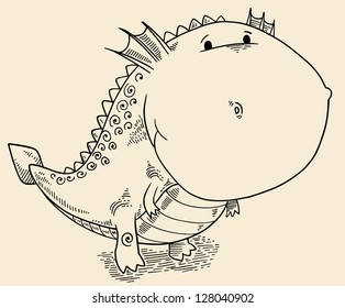 Doodle Dragon Dinosaur Vector Illustration Art