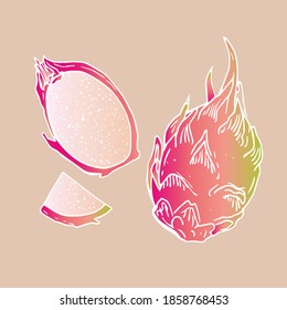 doodle dragon fruit, pitahaya fruit, pity, Thailand fruits, dragon fruit pink logo