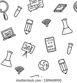 Doodle draw by hand learn concept is seamless background. Vector illustration. 