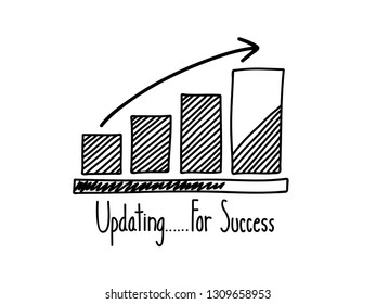 Doodle draw by hand is update to success concept. Vector illustration. 