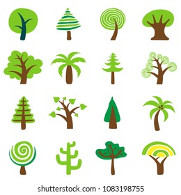 Doodle draw line art tree cartoon vector illustration ,Vector Collection of trees illustrations