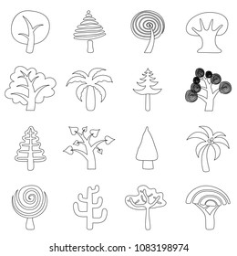 Doodle draw line art tree cartoon vector illustration ,Vector Collection of trees illustrations black & white