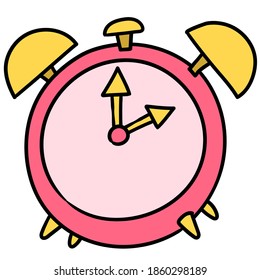 doodle drawing alarm clock. doodle icon image. cartoon caharacter cute doodle draw